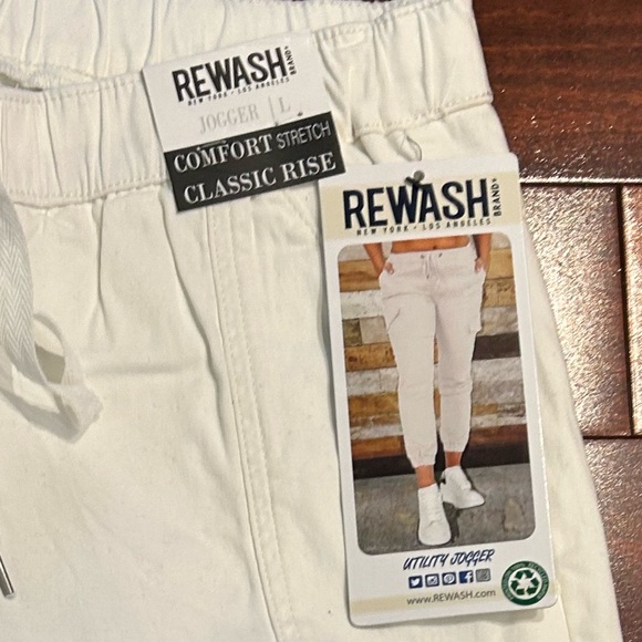 NWT-Rewash White Utility Cargo Jogger Pants-Comfort Stretch Athleisure - Picture 2 of 10